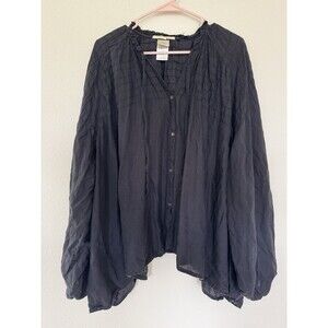 Ne Quittez Pas Anthropologie Boho Smocked Blouse Size L Oversized Peasant Top